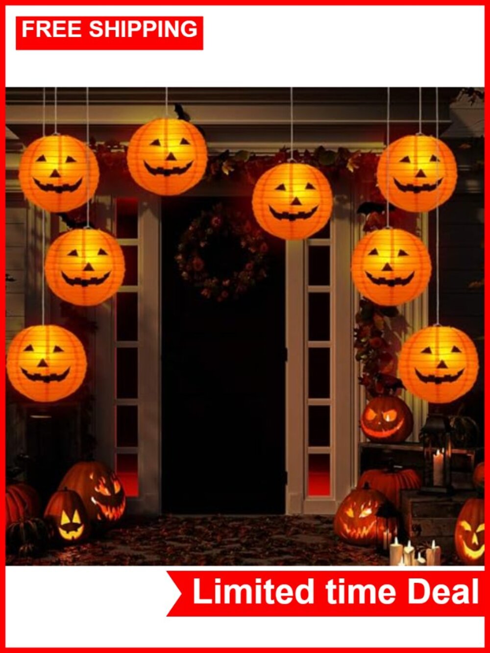 12pc Halloween Jack O Lantern Paper Lanterns Hanging Decorations Party Supplies